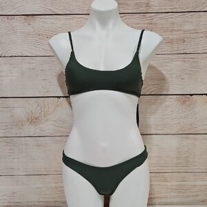 Sherrydc Scoop Neck Brazilion Thong Bikini Hunter Green Small